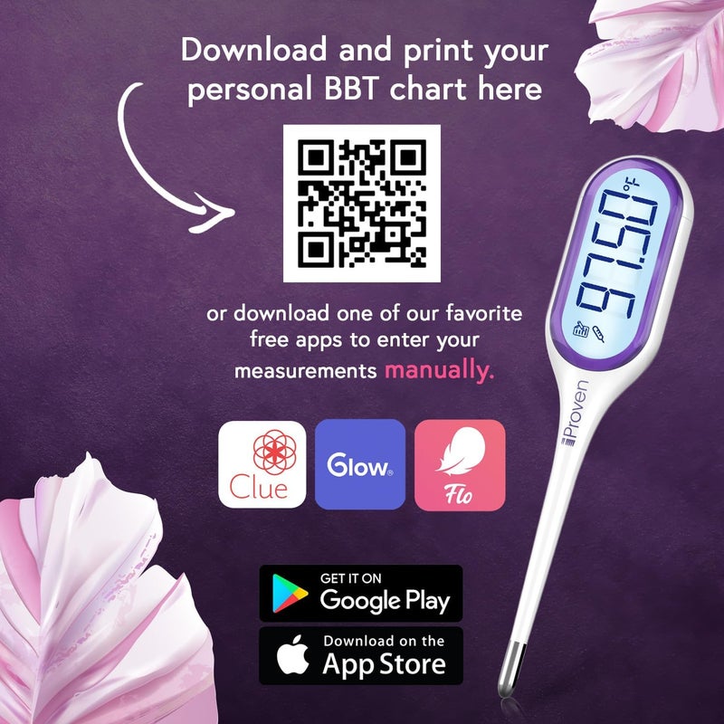 iProvn iProven Basal Body Thermometer with Backlight & Big Digits, 1/100 Degree High Precision, BBT for Ovulation Tracking, 30 Memory Recall, Accurate Fertility Temperature Tracker - Image 5